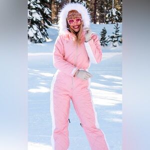 POWDER PINK SNOW SUIT- Tipsy Elves- size M
